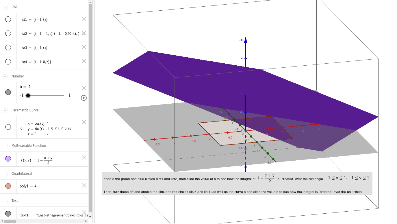 double integral over circle – GeoGebra