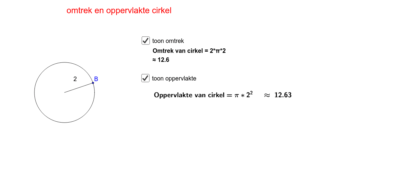 Omtrek En Oppervlakte Cirkel Geogebra