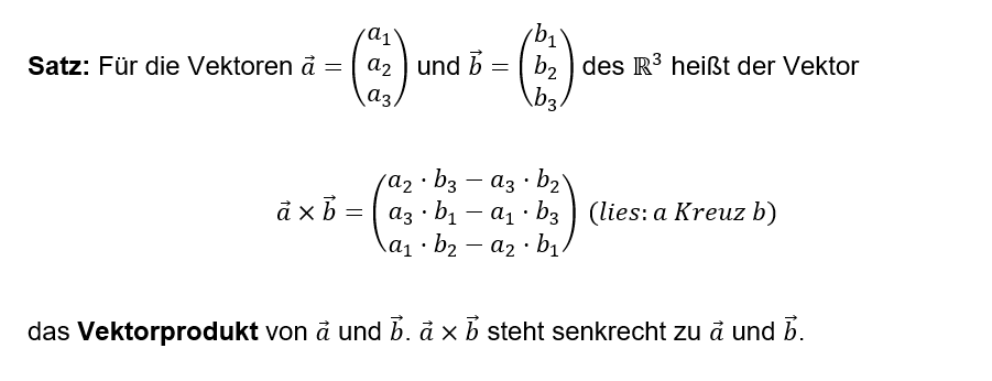 Wiederholung: Vektorprodukt/Kreuzprodukt