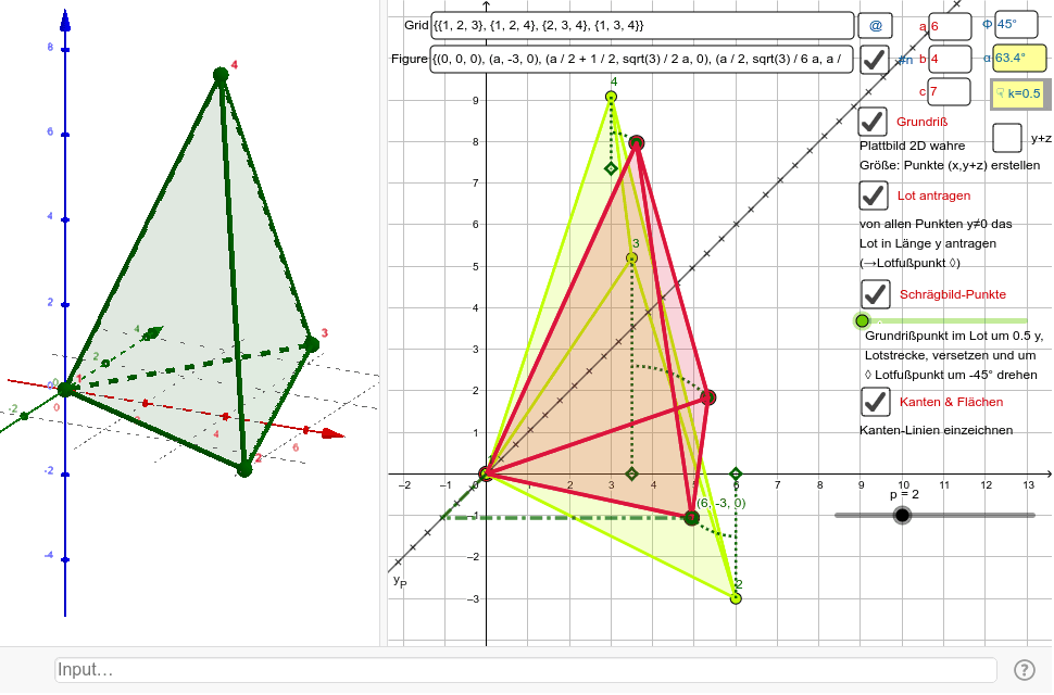 Schragbild Oblique Y Axis Projector Constructor Geogebra