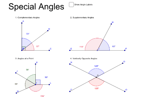 Adjacent/Special Angles – GeoGebra