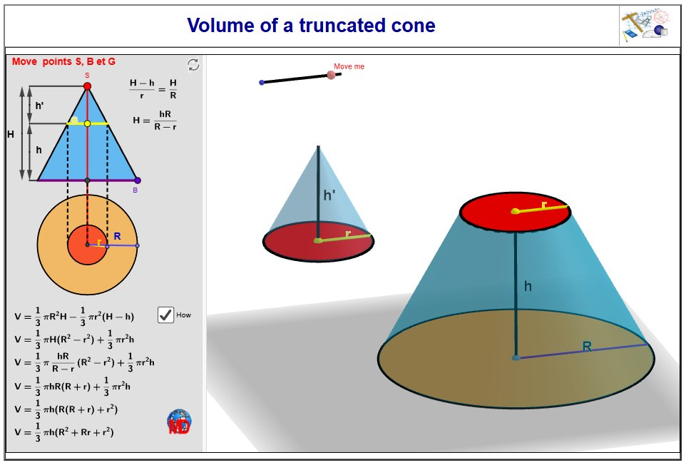 http://dmentrard.free.fr/GEOGEBRA/Maths/conetruncMD.html