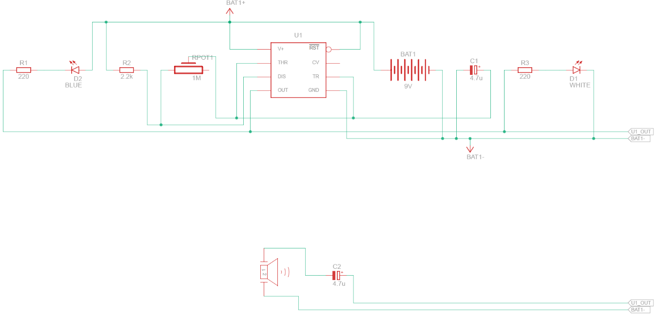 Con el material de electrónica que se te entregó, arma el siguiente circuito en el protoboard.