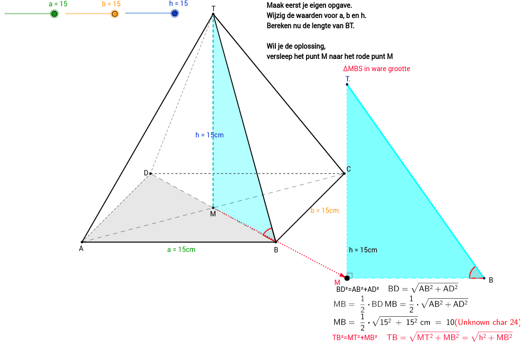 openbaar voor mij optellen Piramide lengte zijde berekenen met Pythagoras – GeoGebra