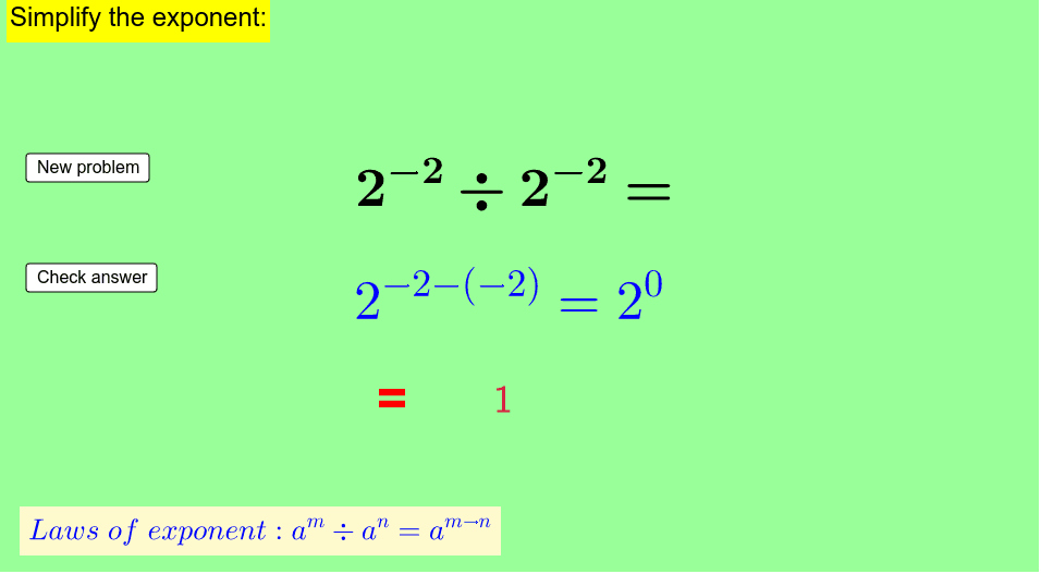 Laws Of Exponent Practice Division Geogebra