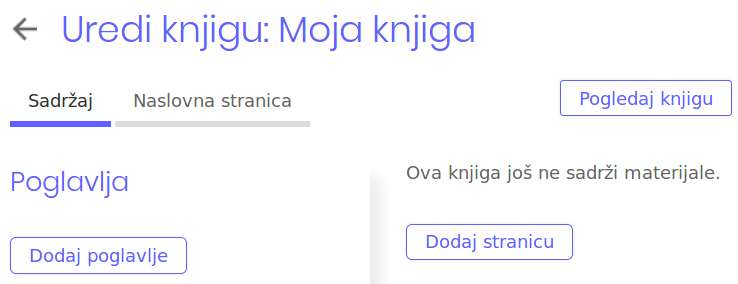 Dodavanje sadržaja u knjigu