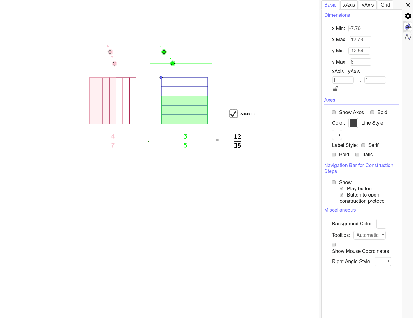 Multiplicación De Fracciones Geogebra