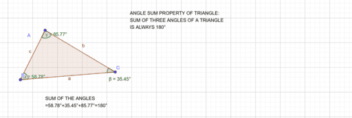 ANGLE SUM PROPERTY OF A TRIANGLE – GeoGebra