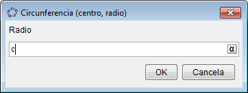 colocarse la letra c en el campo radio, para poder controlar el radio del segundo círculo con el deslizador c.