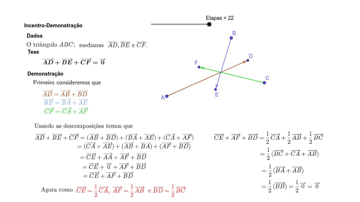 Soma Dos Vetores Associado As As Medianas De Um Triângulo – GeoGebra