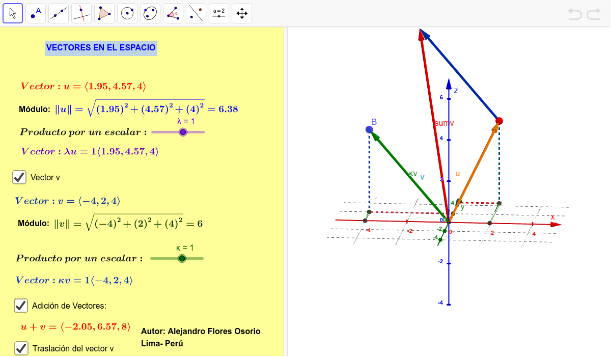 Vectores en el Plano y en el Espacio GeoGebra