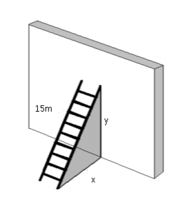 [center]﻿[/center]
[center][i]
[/i][/center][center][i]Una escalera de 15 metros de
largo se apoya en una pared vertical[/i][/center][justify][i]

[/i]      
[b]1. [/b]Si la parte superior de esta se desliza a 4m/seg,
¿Qué tan rápido se está moviendo la inferior de la escalera en el suelo, cuando se encuentra a 12 metros de distancia de la pared?

        
[b]2.[/b] ¿A qué altura se apoya la parte superior de la escalera en la pared, cuando la parte inferior de la escalera está a 9 metros de distancia de la pared?

[/justify]

