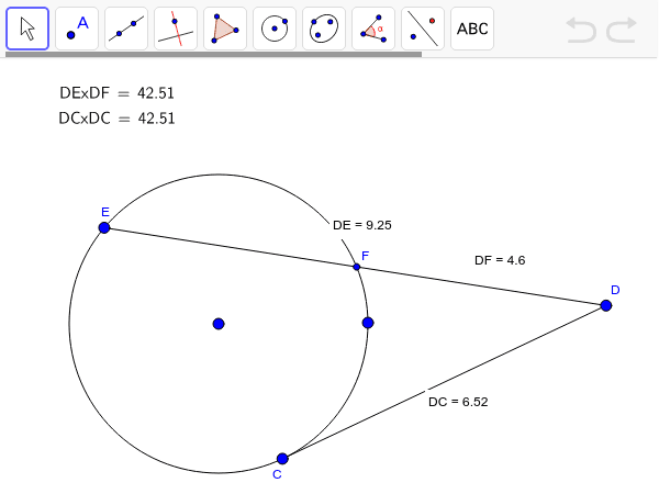 Secant Tangent Power Theorem Geogebra