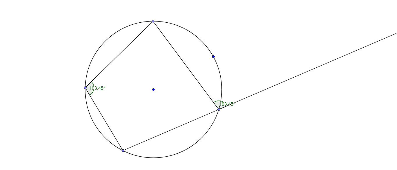 Exterior angle of cyclic quadrilateral – GeoGebra