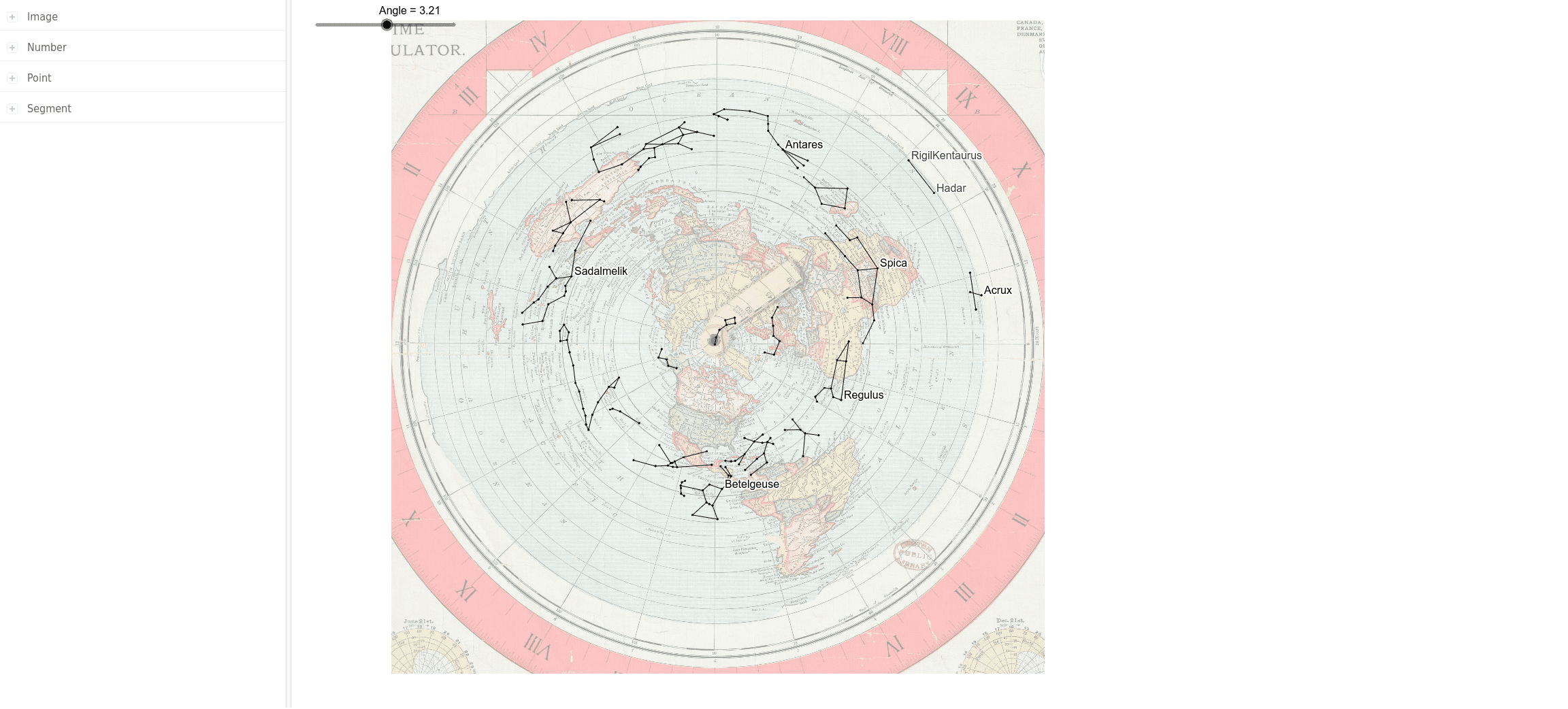 Flat Earth Constellations of the Zodiac GeoGebra