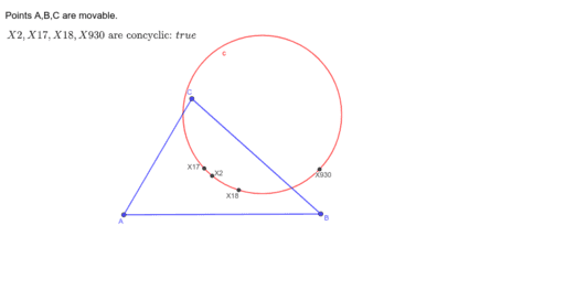 Four concyclic triangle centers V – GeoGebra