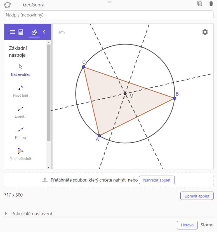 Vyplňte applet GeoGebra