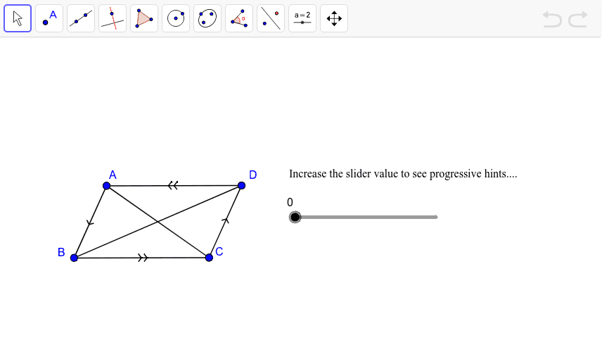 Diagonals of parallelograms bisect each other. – GeoGebra