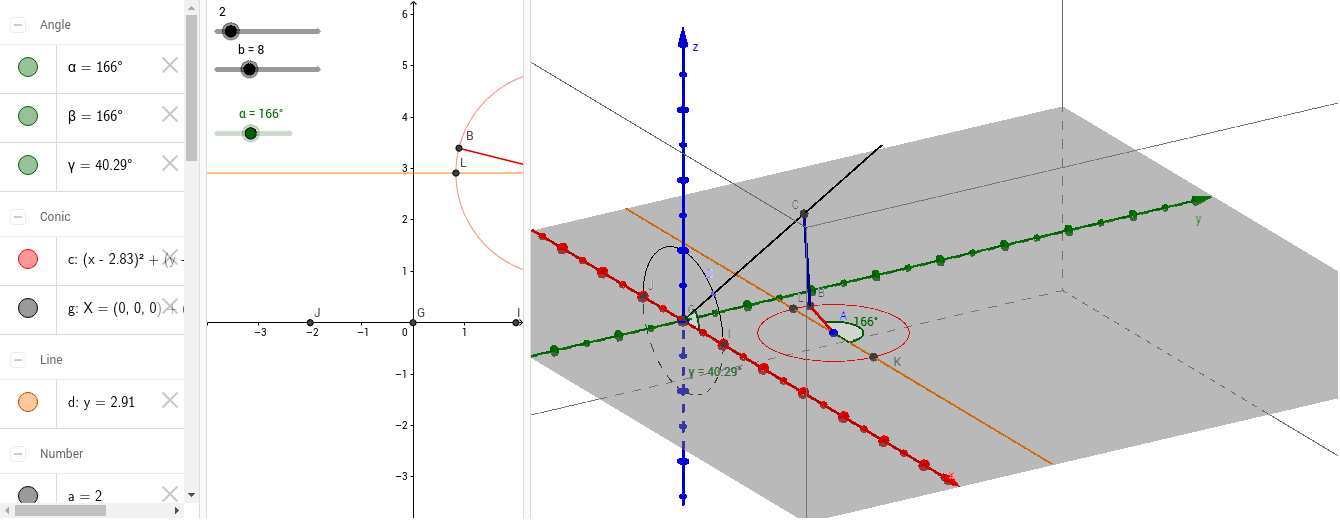 Mô phỏng cơ cấu Tay quay Con trượt không gian  GeoGebra