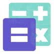 ícone mostrando um sinal menos, adição, multiplicação (e divisão oculta) em uma grade com um igual flutuando em cima